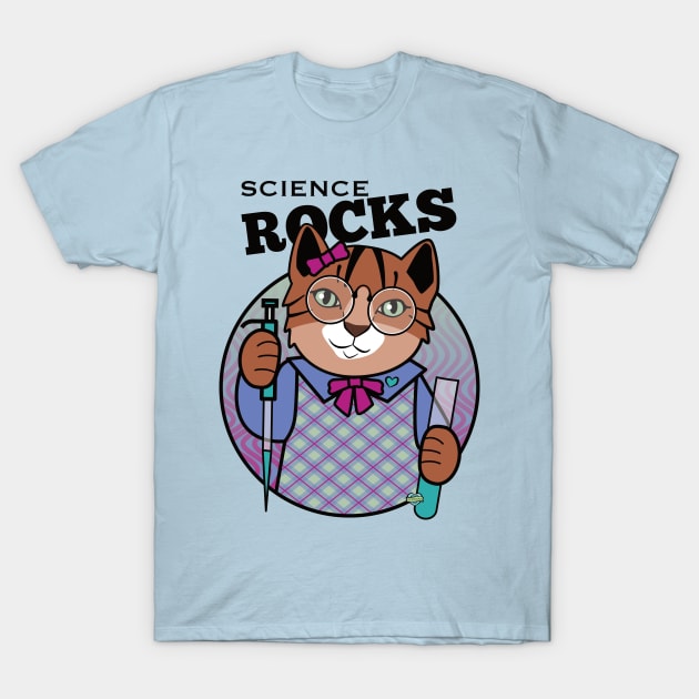 Science Rocks Tiger Cat Girl T-Shirt by Sue Cervenka